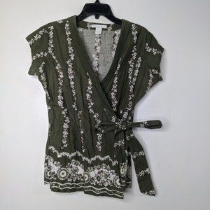 L Charlotte Russe Wrap Top Tee Shirt Blouse J